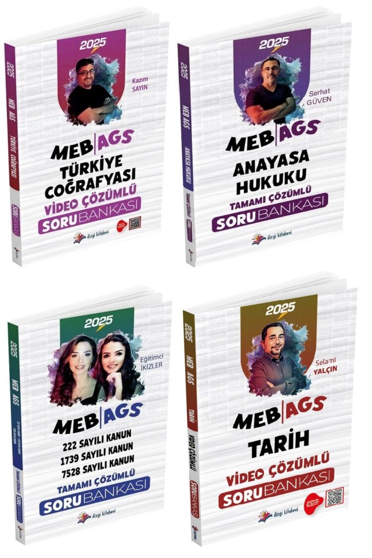 2025 MEB AGS Türkiye Coğrafyası+Anayasa Hukuku+Mevzuat Bilgisi+Tarih Soru Bankası 4 Kitap Set
