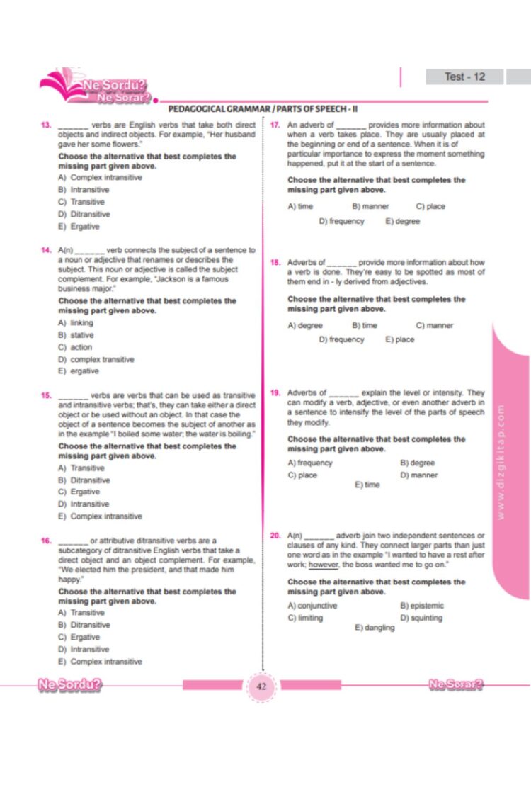 2025 Ne Sordu Ne Sorar Öabt İngilizce Öğrt. Pedagogical Grammar and Language Proficiency Soru Bank. - Görsel 3