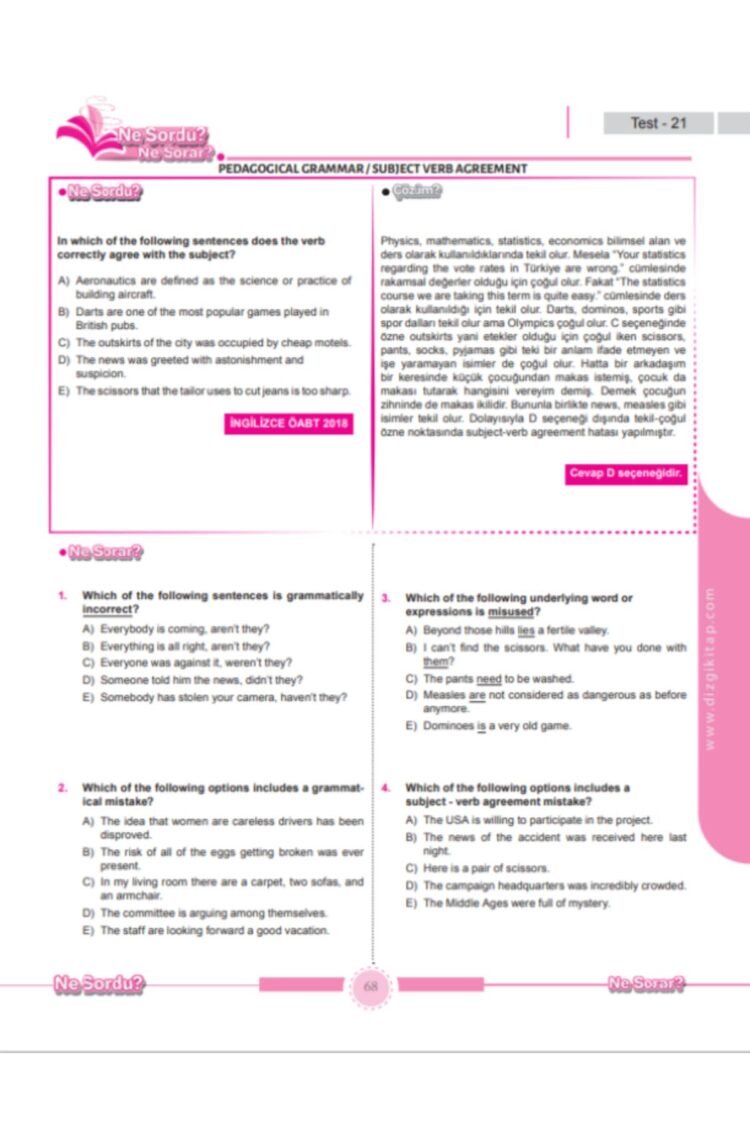 2025 Ne Sordu Ne Sorar Öabt İngilizce Öğrt. Pedagogical Grammar and Language Proficiency Soru Bank. - Görsel 5