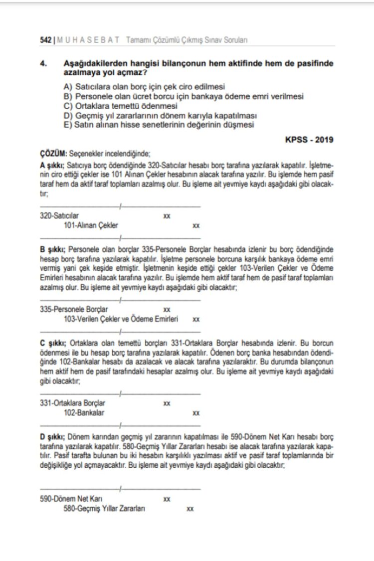 Muhasebat KPSS A Sayıştay Tamamı Çözümlü Tüm Yıllar (2001-2024) Çıkmış Muhasebe Soruları - Görsel 5