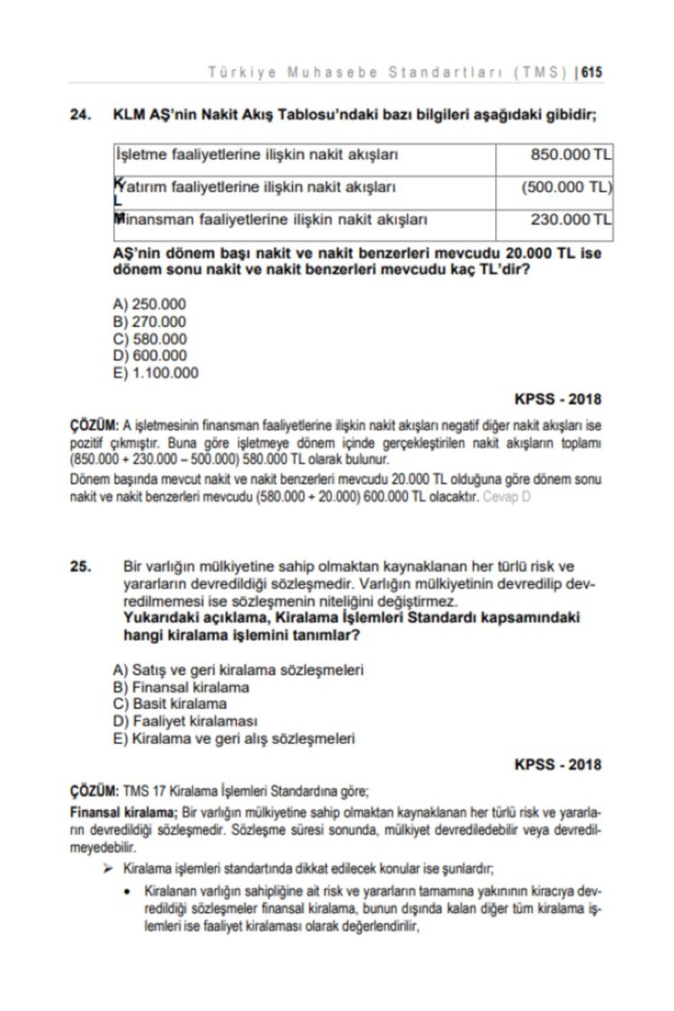 Muhasebat KPSS A Sayıştay Tamamı Çözümlü Tüm Yıllar (2001-2024) Çıkmış Muhasebe Soruları - Görsel 6