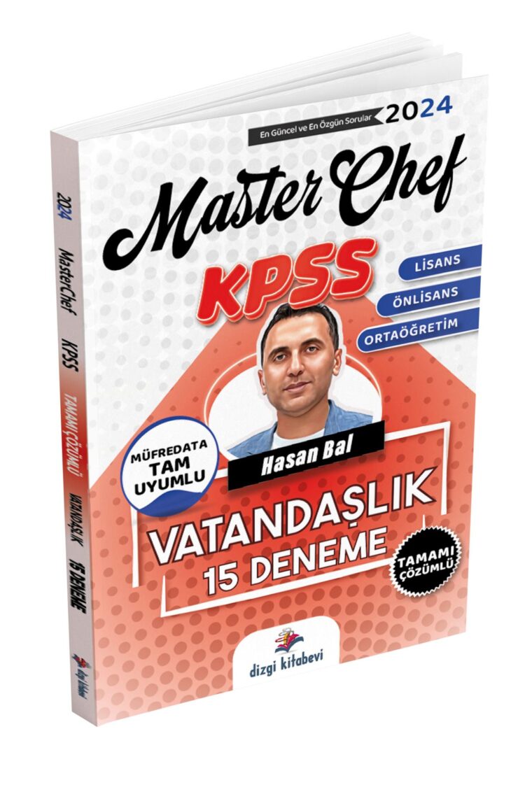 Masterchef Kpss Genel Kültür Vatandaşlık 15 Deneme ve Son 10 Yıl Çıkmış Sorular Seti 2024 Hasan Bal