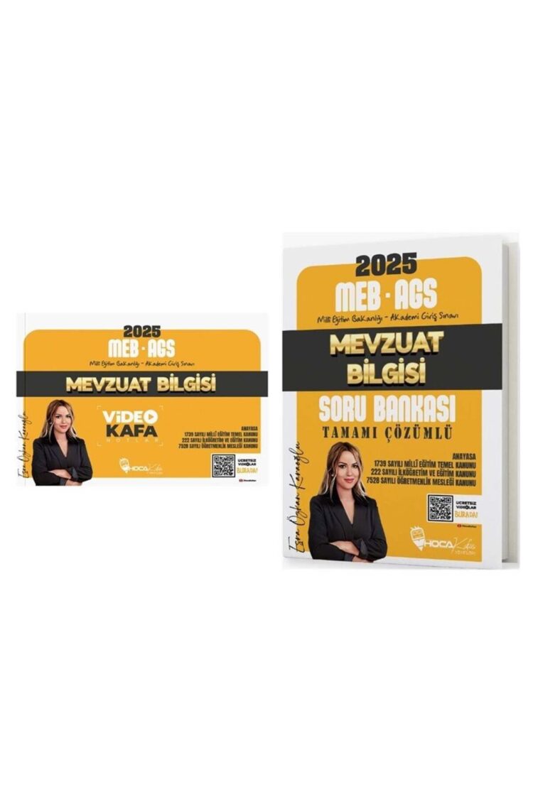 Hoca Kafası 2025 MEB-AGS Mevzuat Bilgisi Video Kafa Notlar + Soru Bankası 2 li Set - Esra Özkan Kara