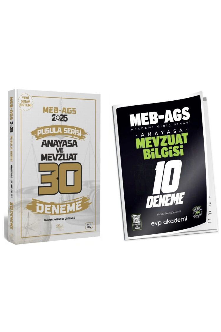 CBA + EVP 2025 MEB-AGS Mevzuat 30+10 Deneme 2 li Set Pusula Serisi - Ali Koç CBA Yayınları + EVP Aka