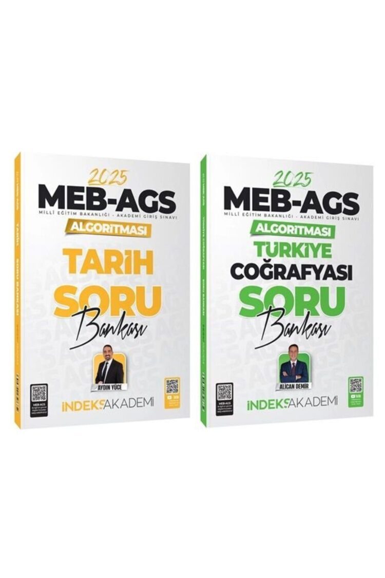 İndeks Akademi 2025 MEB-AGS Algoritması Tarih+Türkiye Coğrafyası Soru Bankası 2 li Set - Aydın Yüce,