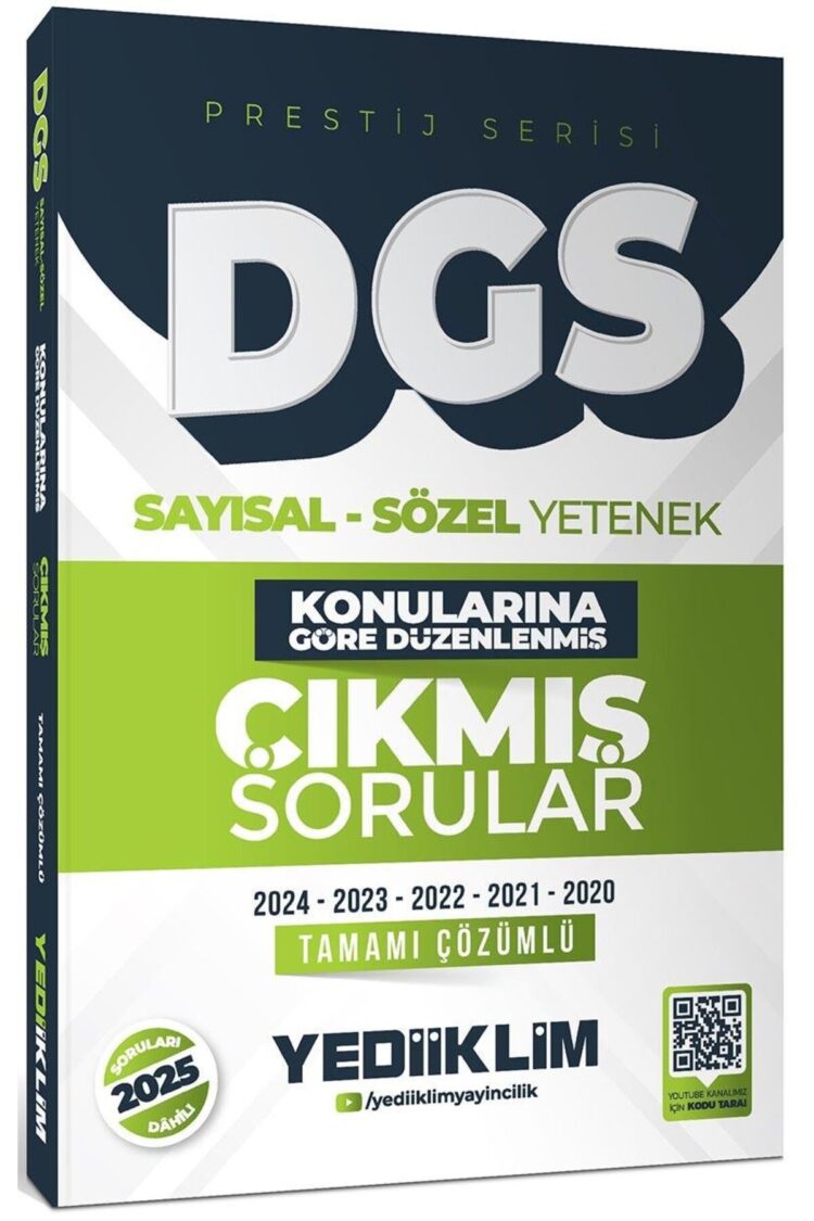 Yediiklim 2026 DGS Prestij Serisi Sayısal Sözel Yetenek Konularına Göre Düzenlenmiş Tamamı Çözümlü Ç