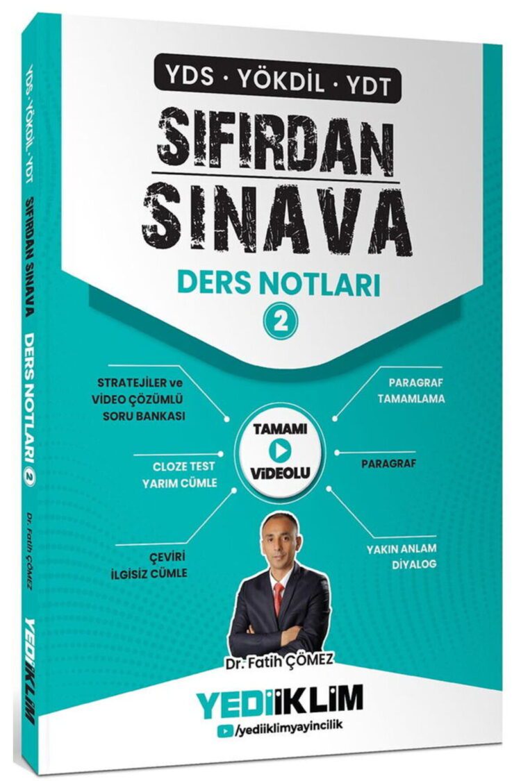 Yediiklim Yayınları YDS YÖKDİL YDT Sıfırdan Sınava Hepsi Videolu Ders Notları 2. Kitap