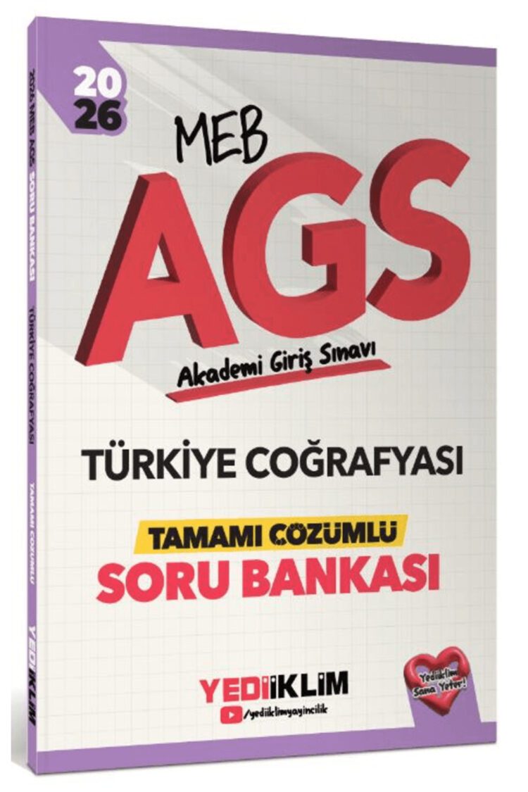 2026 MEB AGS Türkiye Coğrafyası Tamamı Çözümlü Soru Bankası / Yediiklim Yayınları / 9786255836564