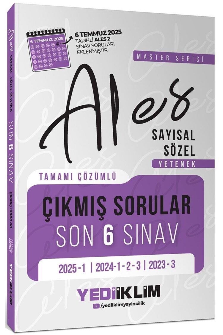 ALES Master Serisi Sayısal Sözel Yetenek Tamamı Çözümlü Son 6 Sınav Çıkmış Sorular