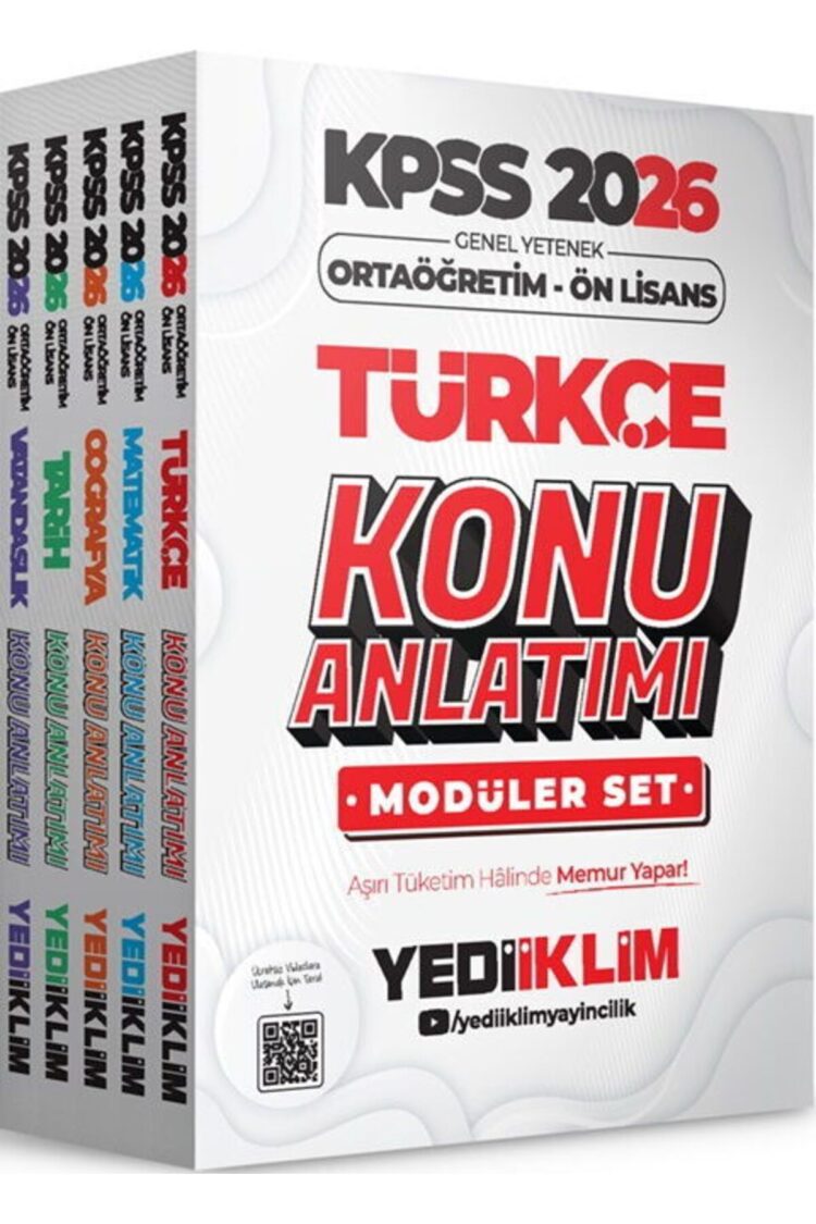 Yediiklim Yayınları 2026 KPSS Ortaöğretim Ön Lisans Genel Yetenek Genel Kültür Konu Anlatımı Modüler