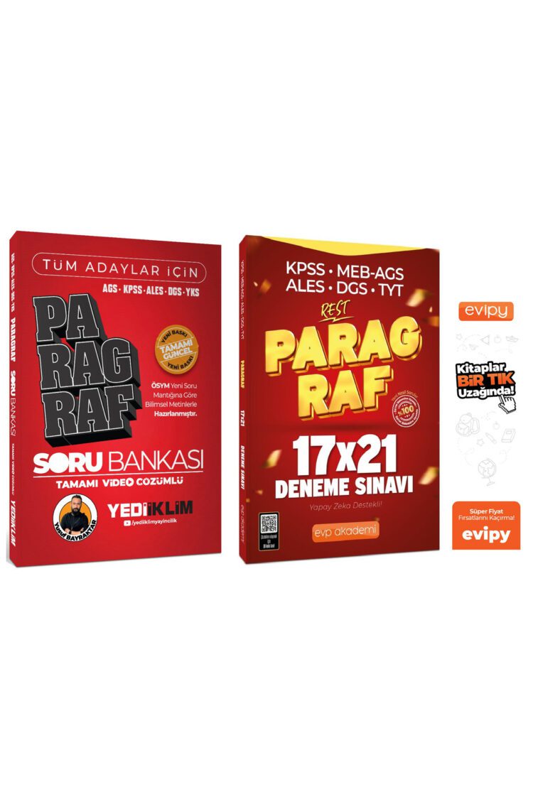 KPSS MEB-AGS ALES DGS YKS Paragraf Soru Bankası + 21 Deneme 2 Kitap - Yusuf Bayraktar Ayraç Hediyeli