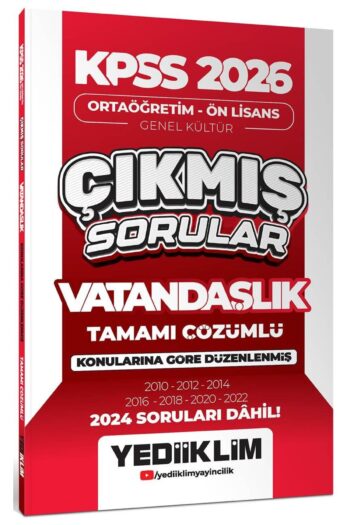 2026 KPSS Ortaöğretim Ön Lisans Vatandaşlık Tamamı Çözümlü Çıkmış Sorular (2024 soruları dahil)