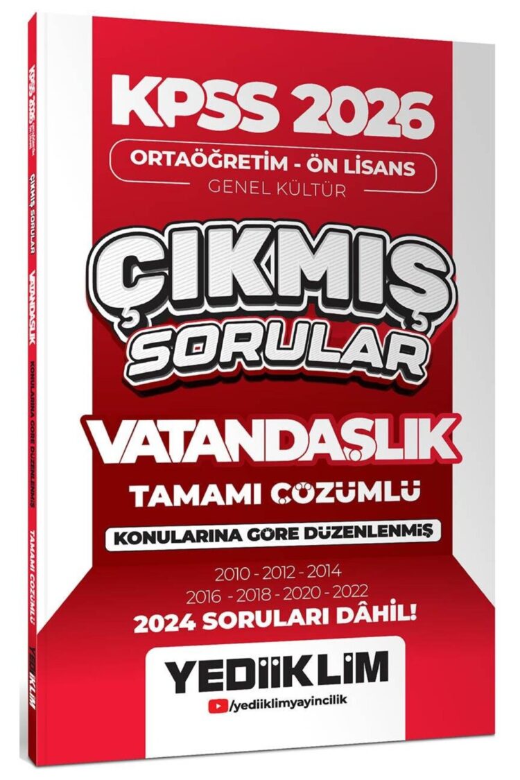 2026 KPSS Ortaöğretim Ön Lisans Vatandaşlık Tamamı Çözümlü Çıkmış Sorular (2024 soruları dahil)