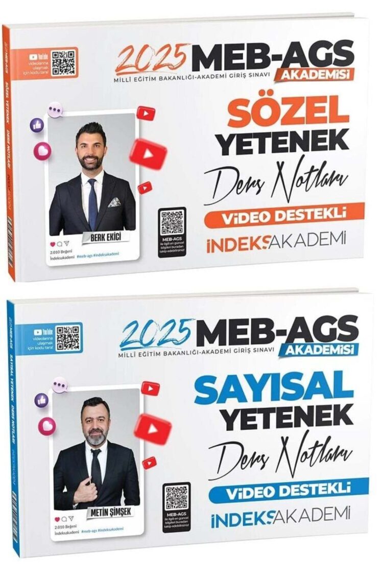 İndeks Akademi 2025 MEB-AGS Akademisi Sözel+Sayısal Yetenek Ders Notları 2 li Set - Berk Ekici, Meti
