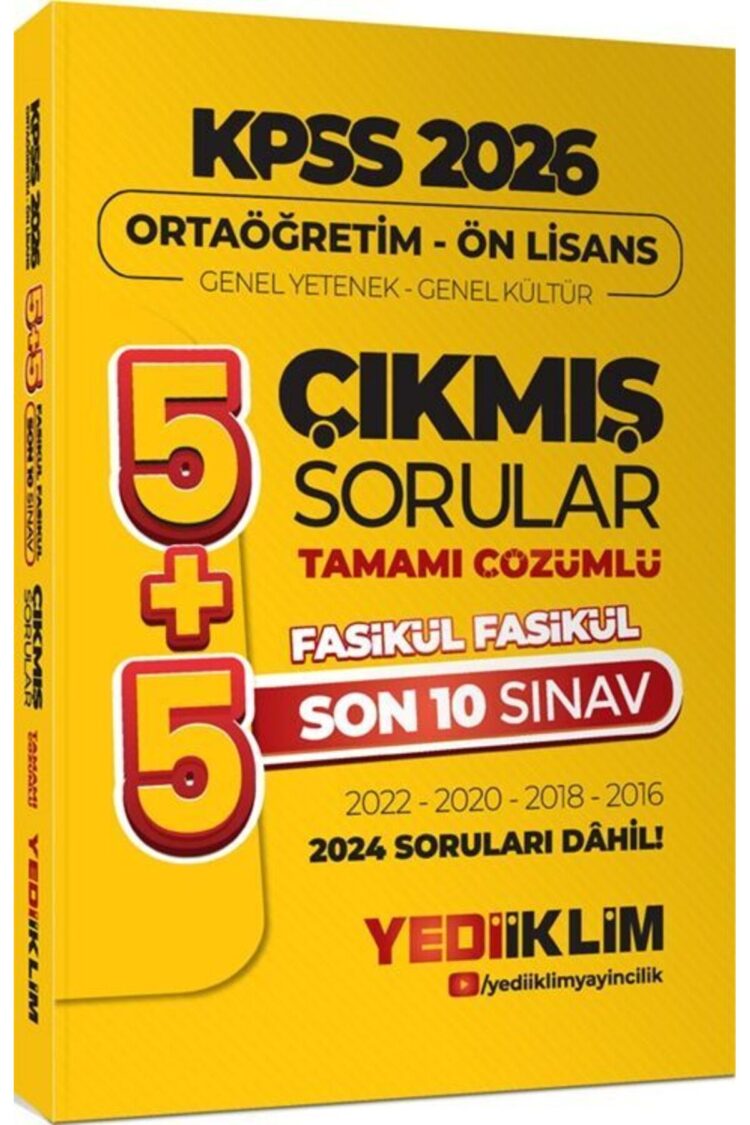 2026 Ortaöğretim Ön Lisans GY-GK 5+5 Tamamı Çözümlü Son 10 Sınav Fasikül Fasikül Çıkmış Sorular