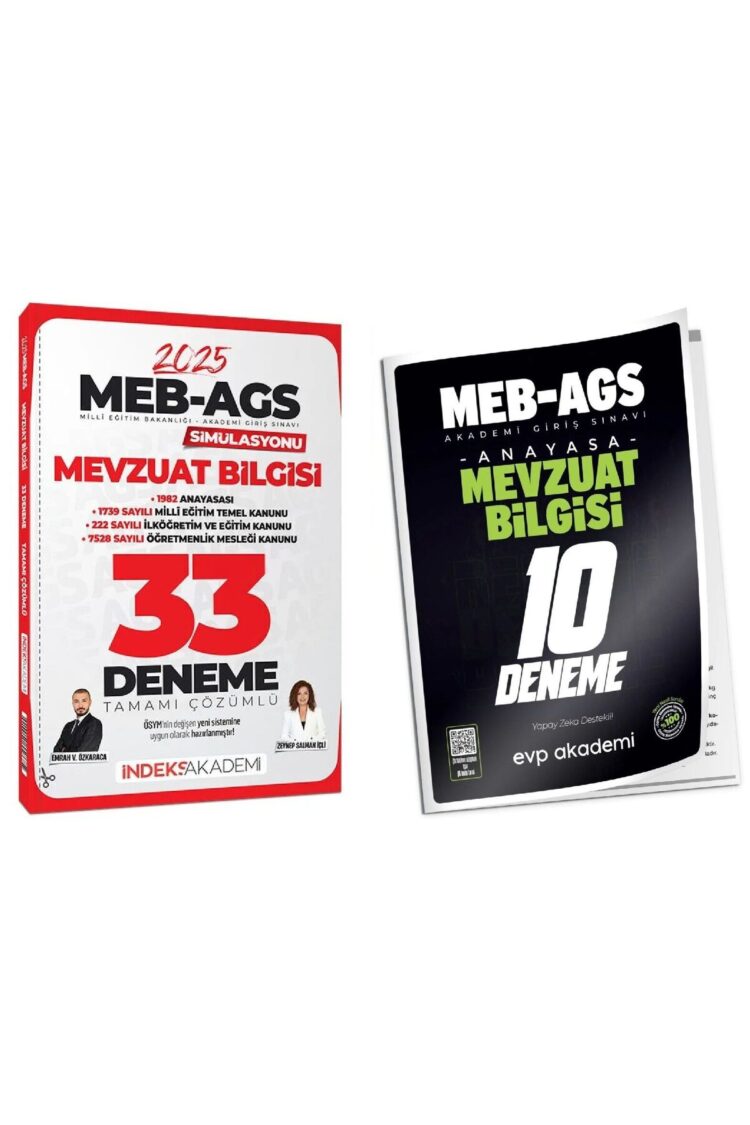 İndeks + EVP 2025 MEB-AGS Mevzuat 33+10 Deneme 2 li Set - Emrah Vahap Özkaraca, Zeynep Salman İçli İ