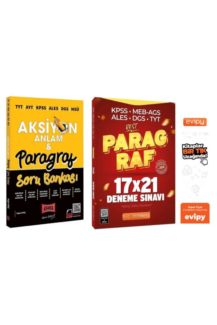 2025 TYT AYT KPSS ALES DGS MSÜ Anlam ve Paragraf Aksiyon Soru Bankası + 21 Deneme 2 Kitap Ayraç Hedi