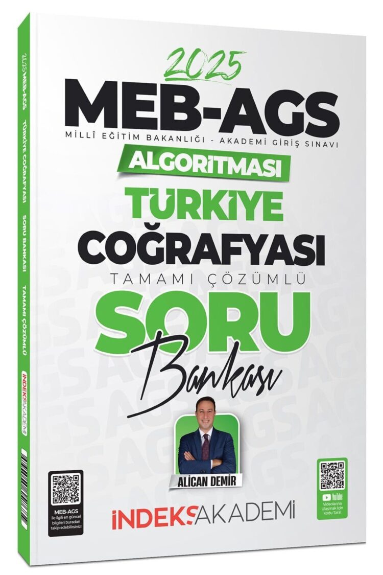 İndeks Akademi 2025 MEB-AGS Algoritması Türkiye Coğrafyası Soru Bankası Çözümlü - Alican Demir İndek