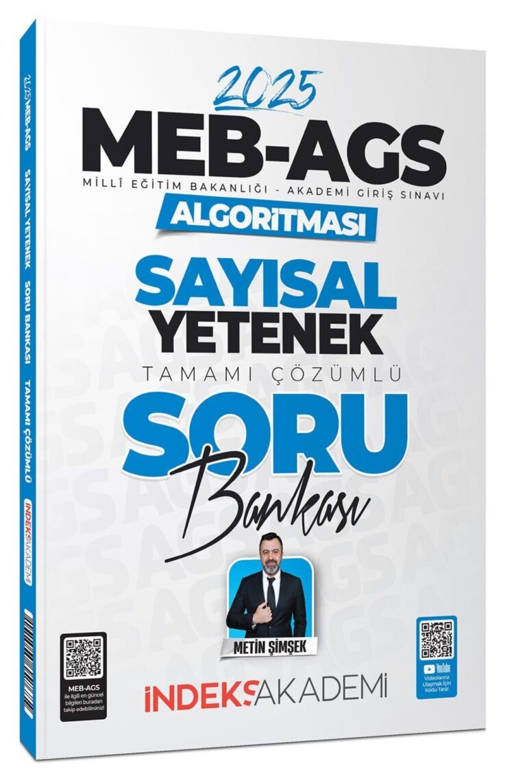 İndeks Akademi 2025 MEB-AGS Algoritması Sayısal Yetenek Soru Bankası Çözümlü - Metin Şimşek İndeks A