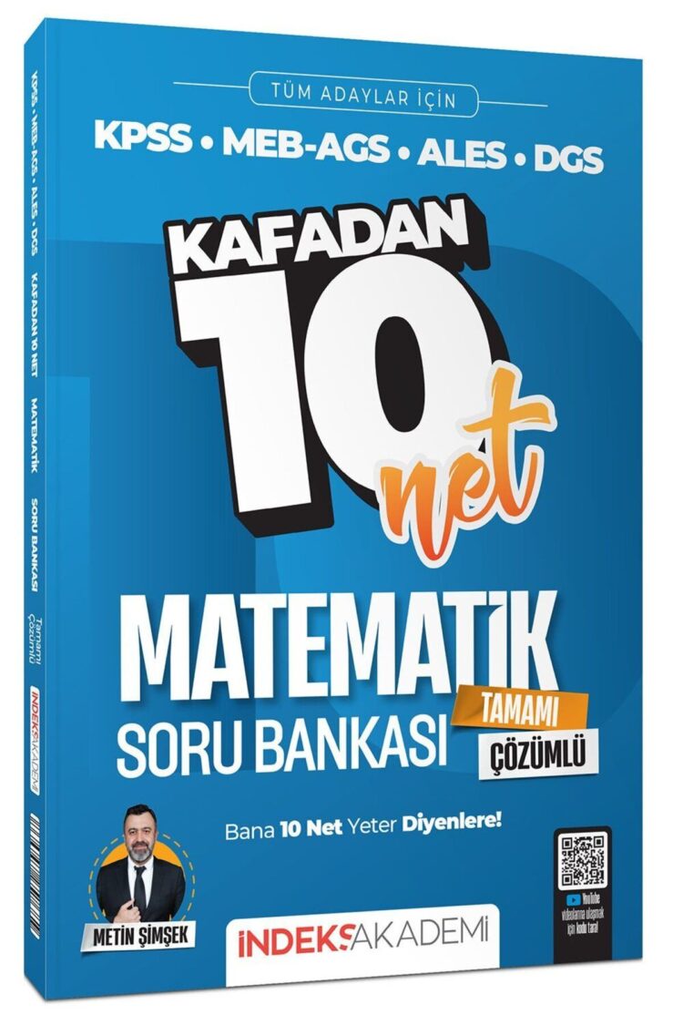 İndeks Akademi 2026 KPSS MEB-AGS ALES DGS Matematik Kafadan 10 Net Soru Bankası Çözümlü - Metin Şimş