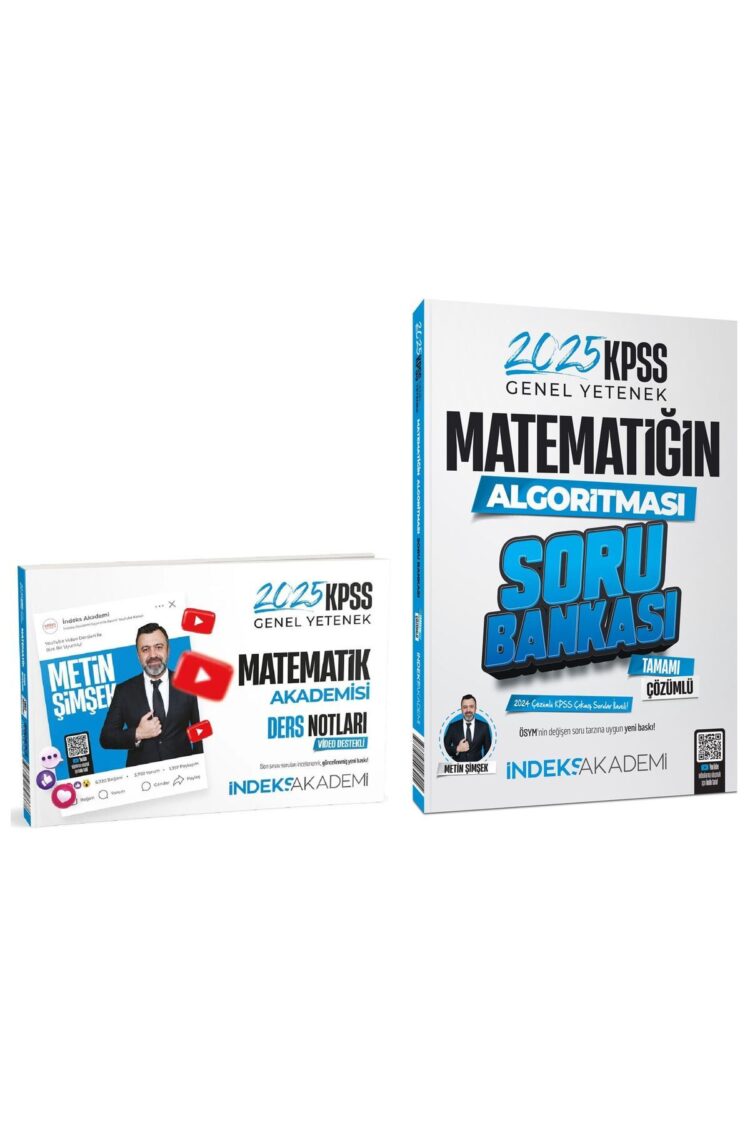 İndeks Akademi 2025 KPSS Matematik Akademisi Video Ders Notları + Soru Bankası 2 li Set - Metin Şimş