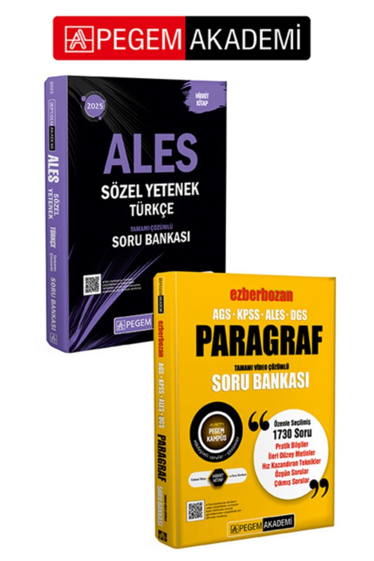 PEGEM AKADEMİ 2025 ALES Türkçe Sözel Yetenek Tamamı Çözümlü Soru Bankası + AGS-KPSS-ALES-DGS Ezberbo