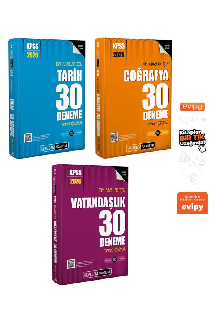 2026 KPSS Tarih+Coğrafya+Vatandaşlık 90 Deneme 3 Kitap Ayraç Hediyeli