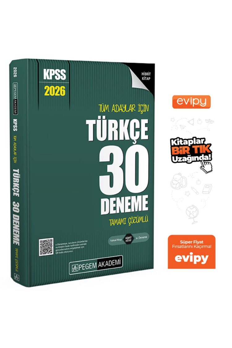 2026 KPSS Türkçe 30 Deneme Çözümlü Ayraç Hediyeli