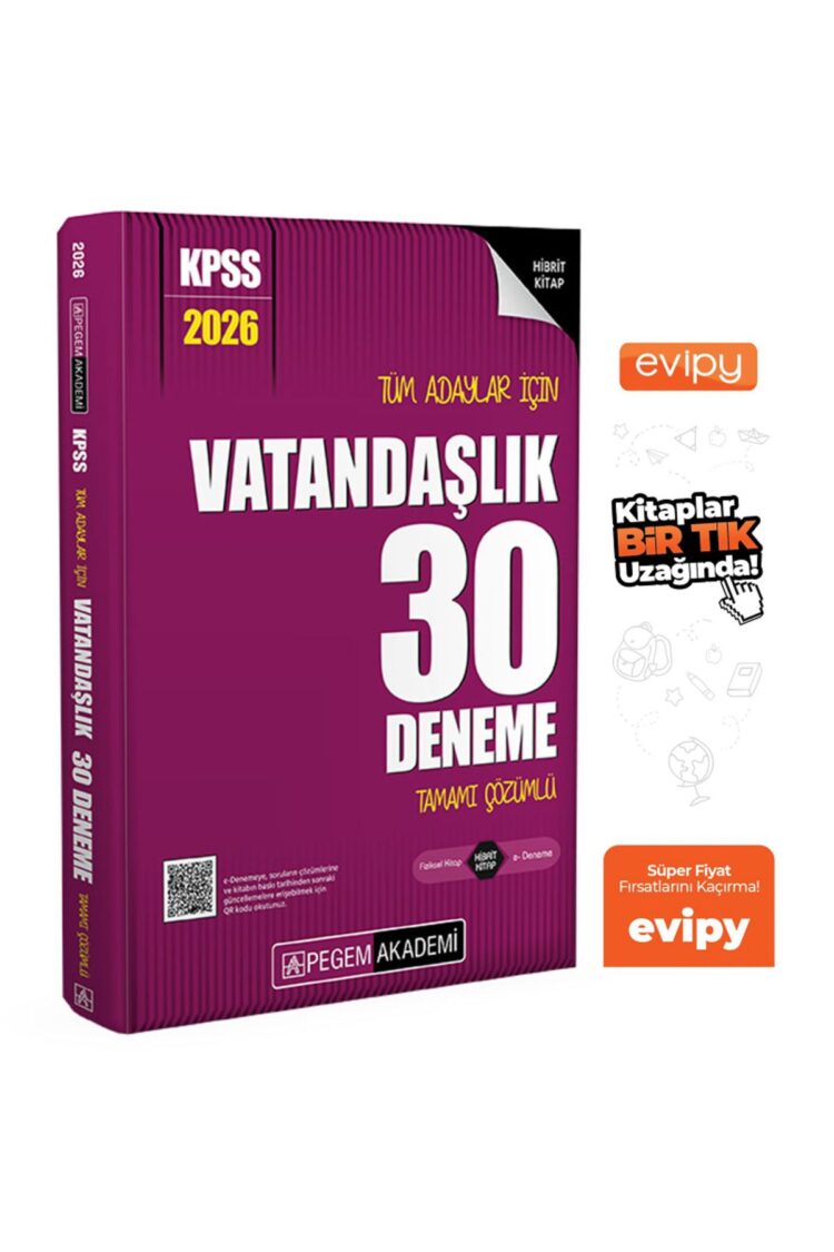 2026 KPSS Vatandaşlık 30 Deneme Çözümlü Ayraç Hediyeli