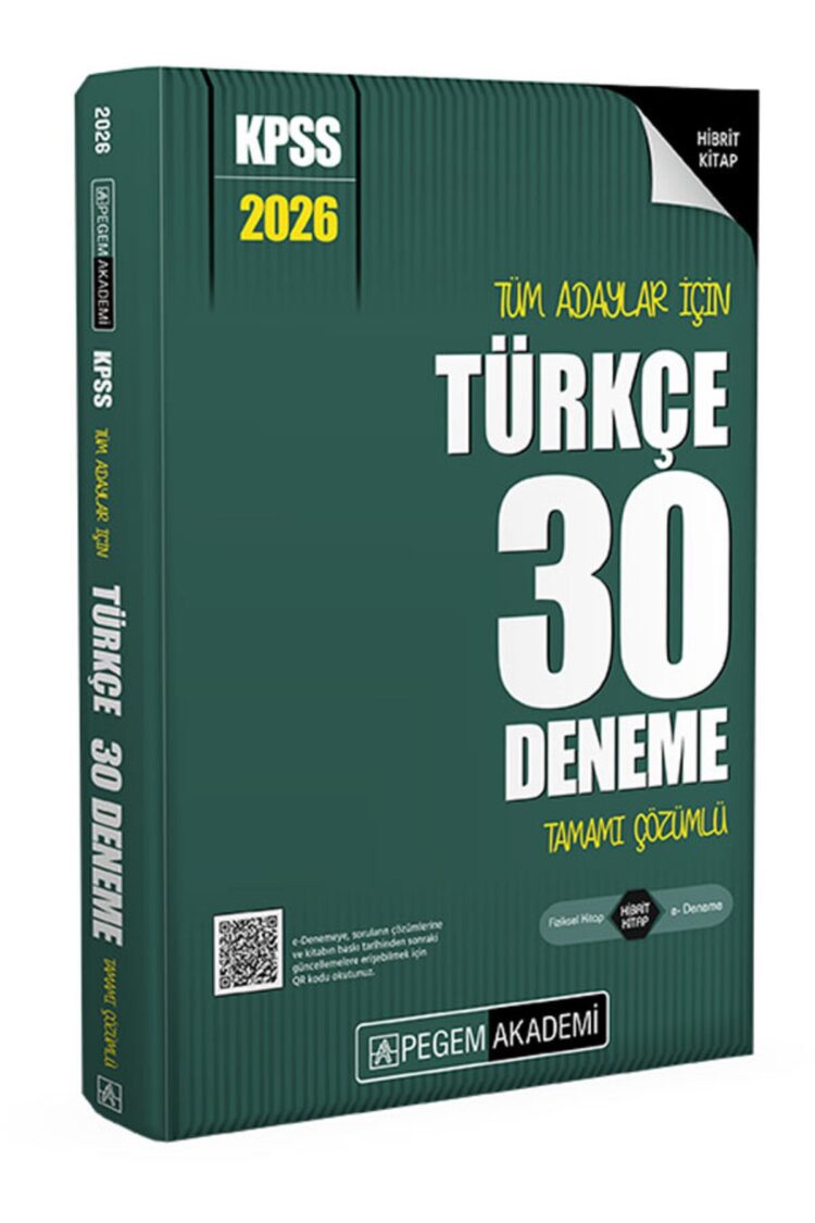 Pegem 2026 KPSS Türkçe 30 Deneme Çözümlü Pegem Akademi Yayınları