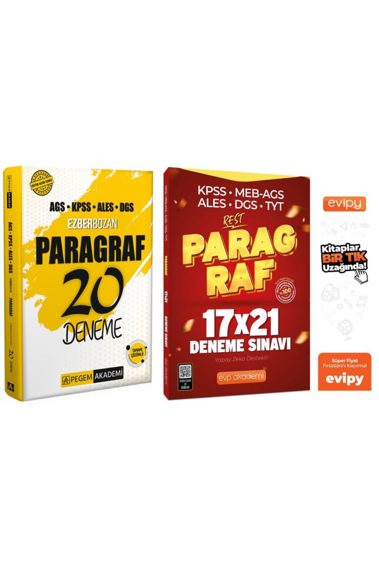 MEB-AGS KPSS YKS ALES DGS Paragraf Ezberbozan 20 Deneme + Rest 21 Deneme 2 Kitap Ayraç Hediyeli