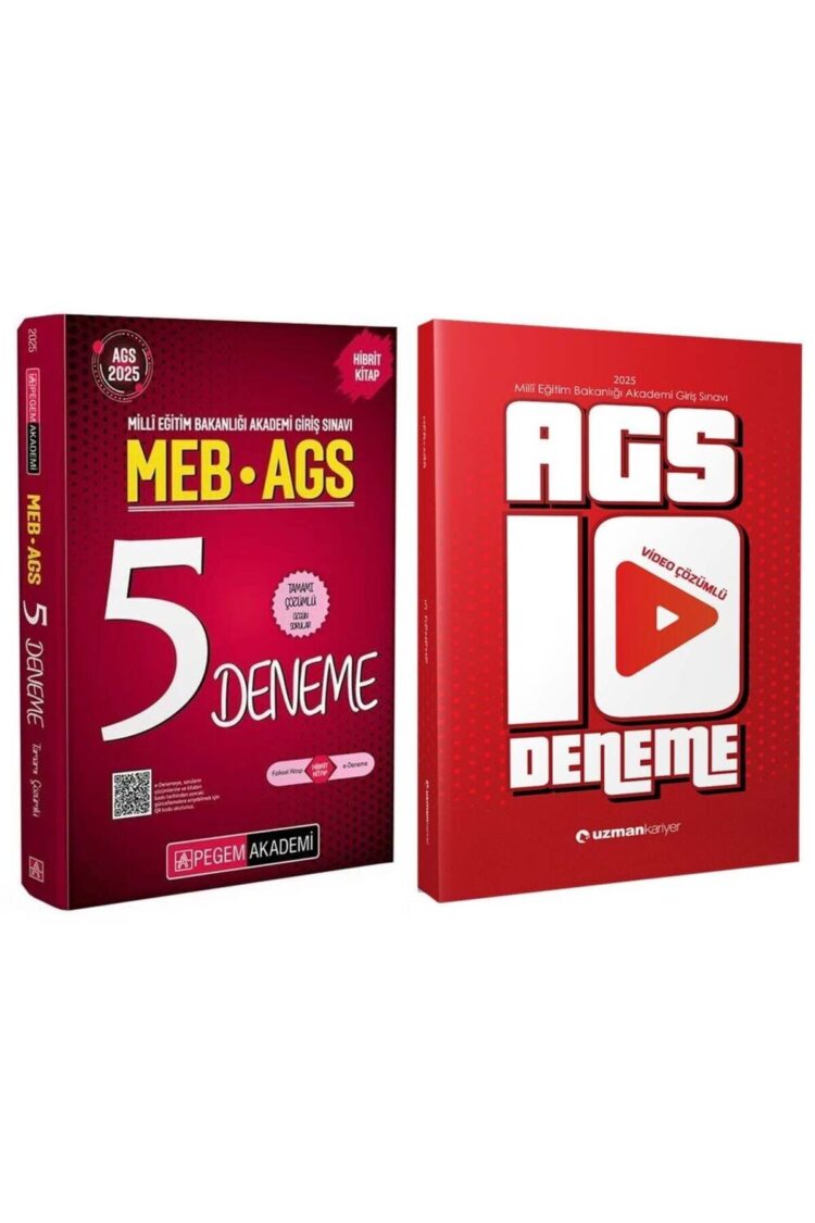 Pegem + Uzman Kariyer 2025 MEB-AGS 5+10 Deneme 2 li Set Pegem Akademi + Uzman Kariyer Yayınları