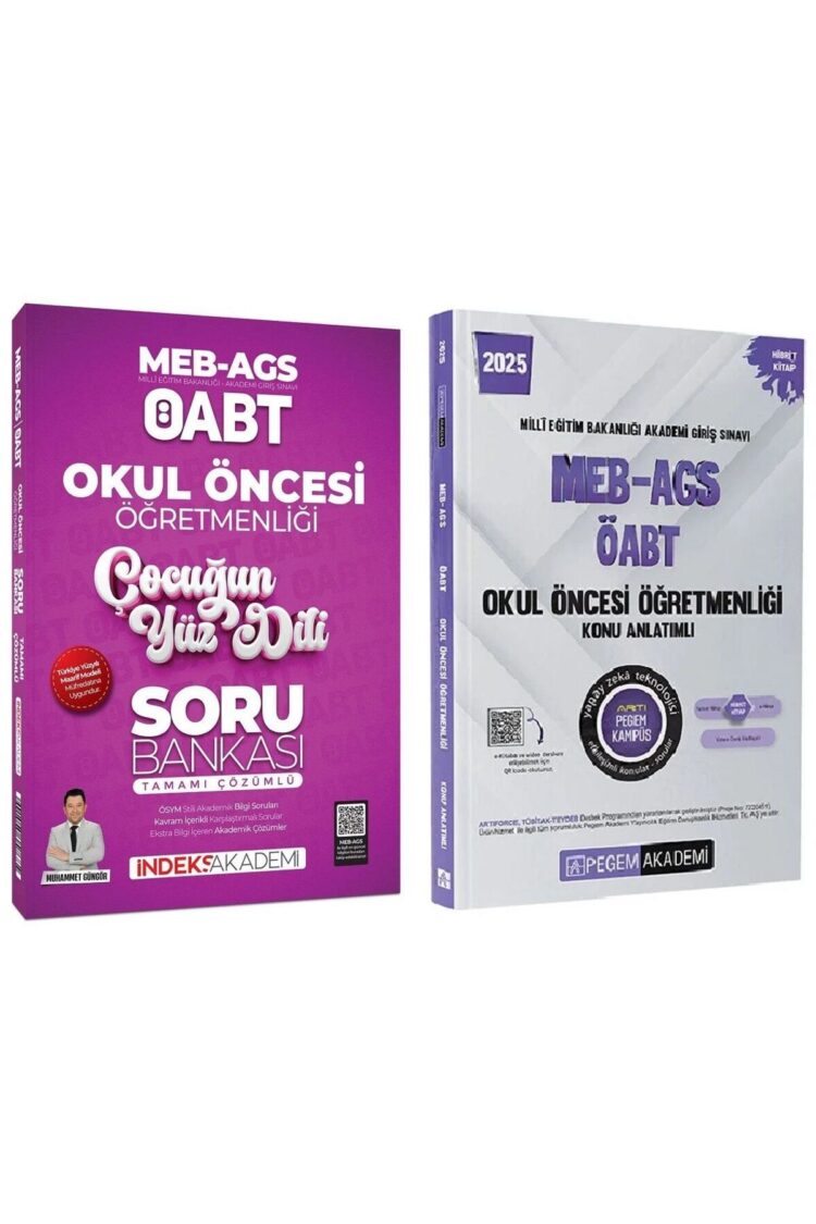 Pegem + İndeks 2025 ÖABT MEB-AGS Okul Öncesi Konu + Çocuğun Yüz Dili Soru Bankası 2 li Set - Muhamme