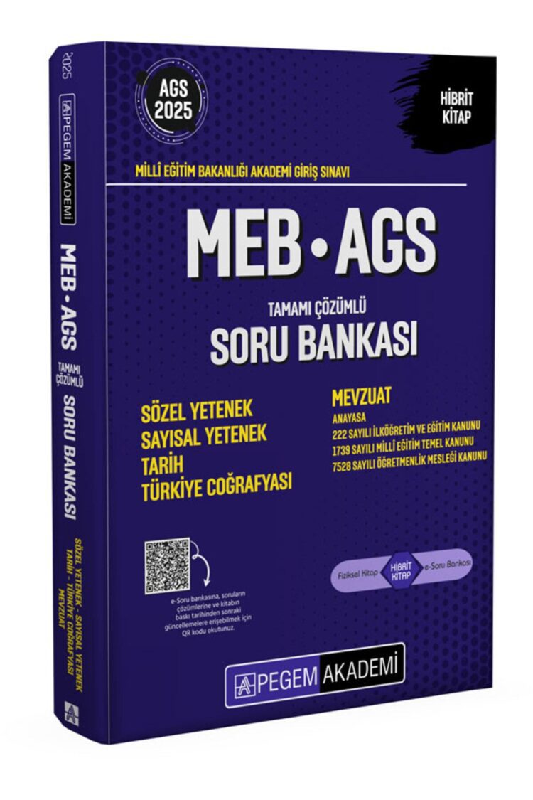 2025 MEB-AGS Soru Bankası Tamamı Çözümlü Sözel Yetenek Sayısal Yetenek Tarih Türkiye Coğrafyası Mevz