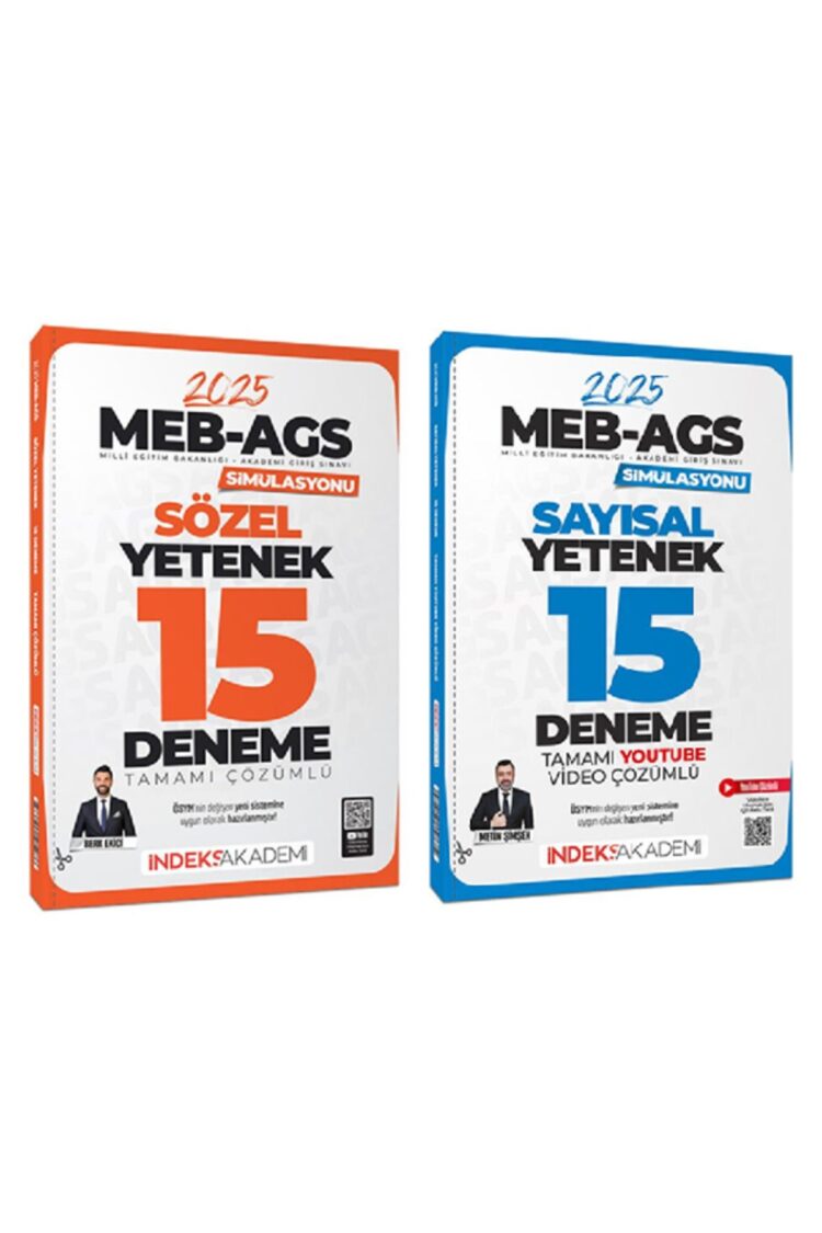 İndeks Akademi 2025 MEB-AGS Simülasyonu Sayısal + Sözel Yetenek 30 Deneme 2 li Set - Berk Ekici, Met