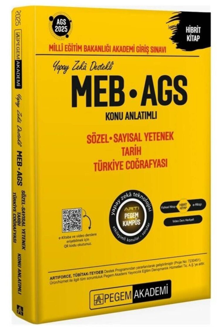 Pegem 2025 MEB-AGS Sözel-Sayısal Yetenek-Tarih-Türkiye Coğrafyası Konu Anlatımlı Pegem Akademi Yayın