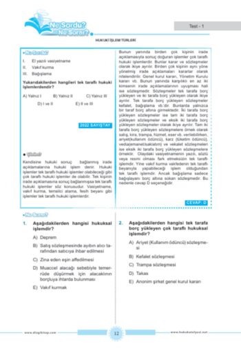Alternative view of Hukuk Atölyesi İcra Müdürlüğü Ne Sordu Ne Sorar Borçlar Hukuku Tamamı Çözümlü Soru Bankası