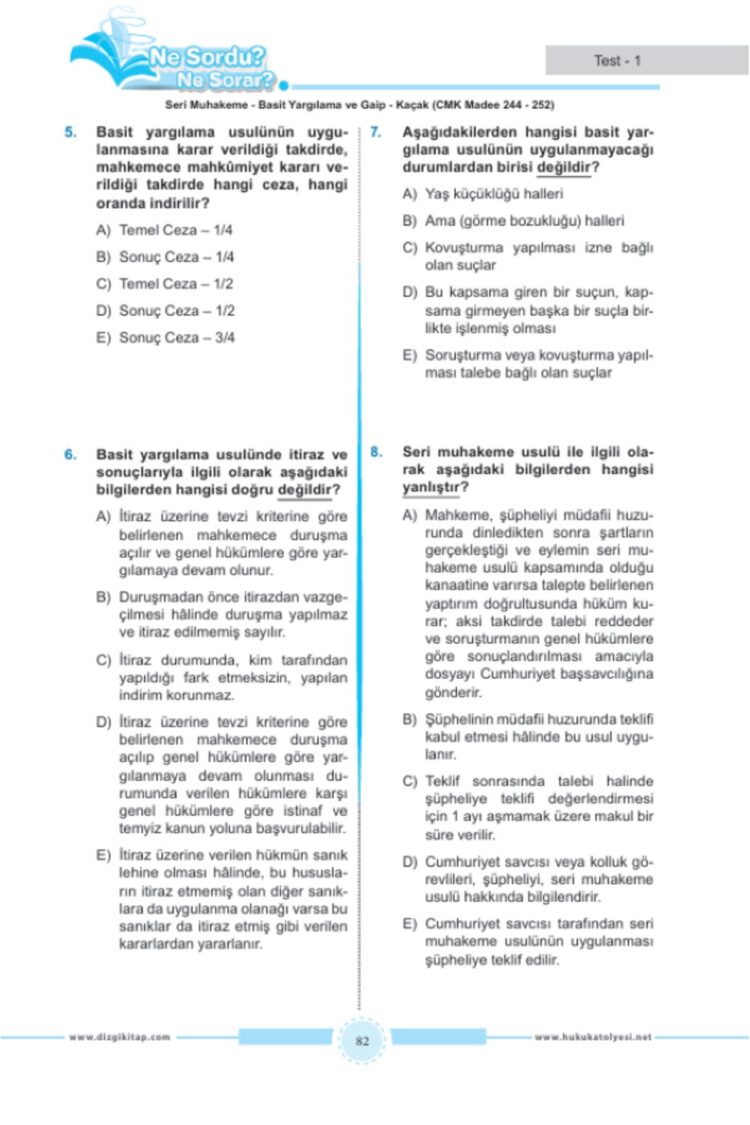 Hukuk Atölyesi HMGS Hakimlik Ne Sordu Ne Sorar Ceza Muhakemesi Hukuku Çözümlü Soru Bankası - Görsel 2