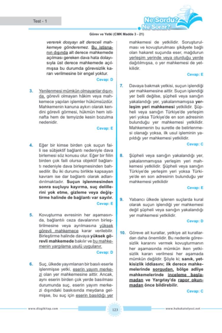 Hukuk Atölyesi HMGS Hakimlik Ne Sordu Ne Sorar Ceza Muhakemesi Hukuku Çözümlü Soru Bankası - Görsel 4