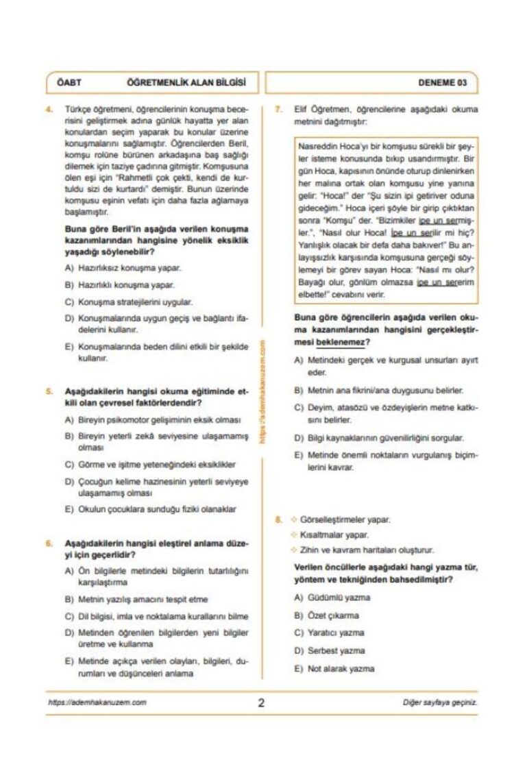 2025 Meb Ags ÖABT Yahya Kemal Türkçe Öğretmenliği Dijital Çözümlü 5 Deneme Adem Hakan - Görsel 3