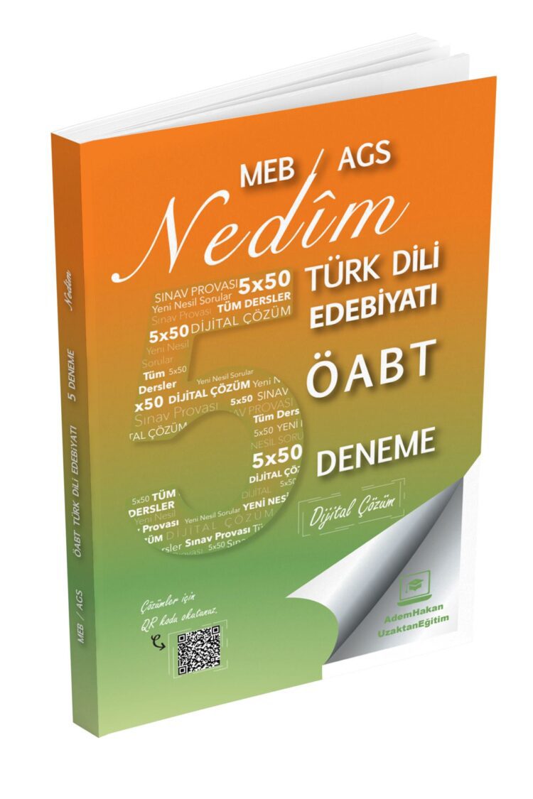 2025 Meb Ags ÖABT Nedim Türk Dili Edebiyatı Öğretmenliği Dijital Çözümlü 5 Deneme Adem Hakan