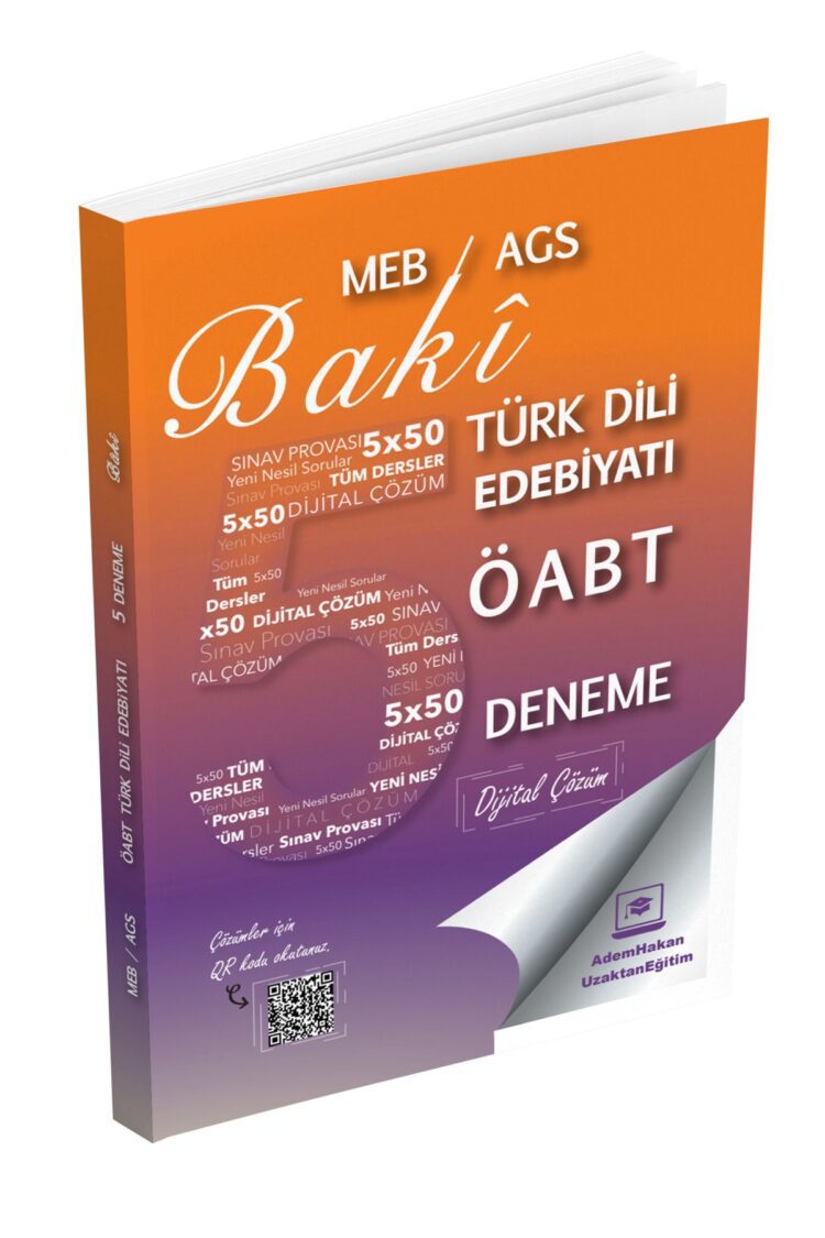 2025 Meb Ags ÖABT Baki Türk Dili Edebiyatı Öğretmenliği Dijital Çözümlü 5 Deneme Adem Hakan