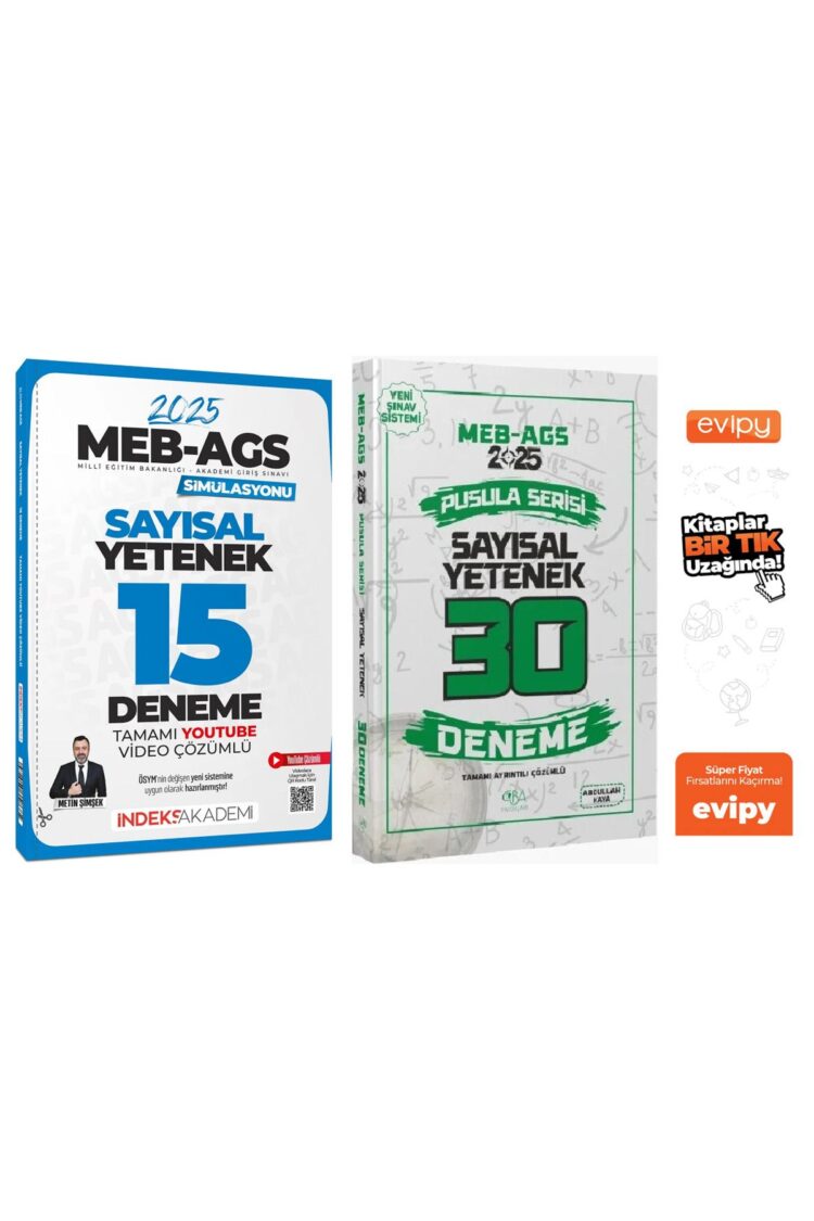 2025 MEB-AGS Sayısal Yetenek 45 Deneme Çözümlü 2 Kitap- Metin Şimşek, Abdullah Kaya Ayraç Hediyeli