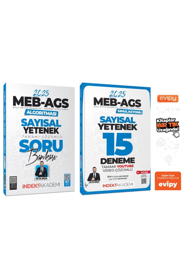 2025 MEB-AGS Algoritması Sayısal Yetenek Soru Bankası + 15 Deneme 2 Kitap - Metin Şimşek Ayraç Hediy