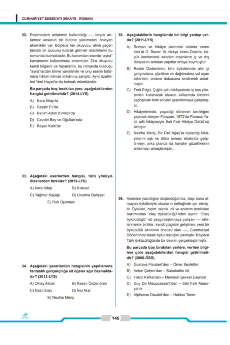 2025 Ayt Edebiyat Konularına Göre Tasnif Edilmiş Tamamı PDF Çözümlü Çıkmış Sorular - Görsel 3