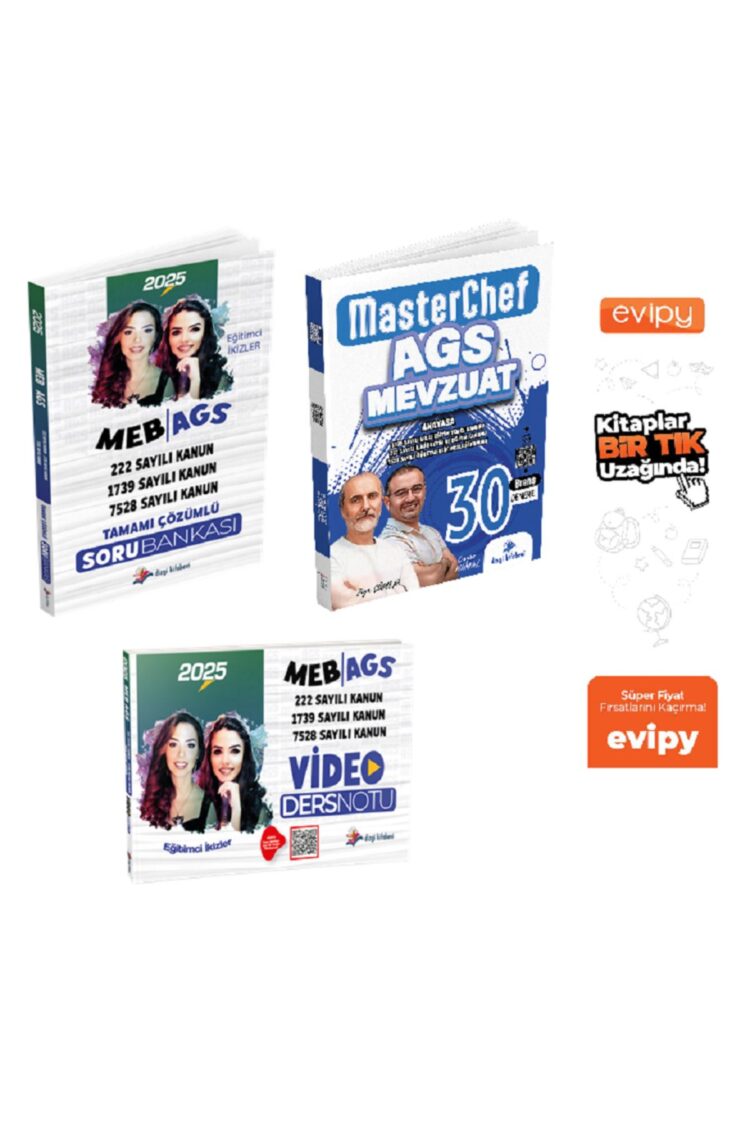 2025 MEB AGS Mevzuat Ders Notları + Soru + Deneme 3 Kitap Set Ayraç Hediyeli