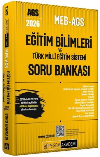 YENİ AGS - Pegem 2026 MEB-AGS Eğitim Bilimleri ve Türk Milli Eğitim Sistemi Soru Bankası Çözümlü Pegem Akademi Yayınları