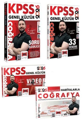 Yargı 2026 KPSS Coğrafya Haritalarla + Video Ders Notları + Soru Bankası + 33 Deneme 4 lü Set - Engin Eraydın Yargı Yayınları